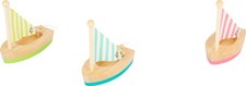 Small Foot 11653 Sailboats, Set of 3 Swimming Toys for The Water, Wooden Boats f