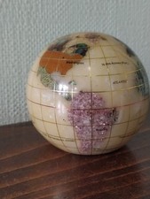 JEWELLED COLOURED ONYX GLOBE PAPERWEIGHT approx 3.5" in height
