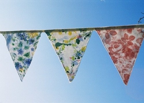 Handmade floral fabric bunting - floral,