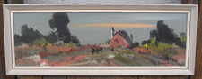 George Deakins - Original Oil Painting - Rural Landscape with Horse and Trap.