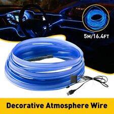 USB 16FT Blue Car LED Strip Interior Atmosphere Light Decor Accessories 12V Lamp