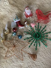 Vtg Christmas Decorations Baubles Inc Gisela Graham, Miniatures, Heart, Sleigh