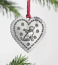 5 x Antique Silver Heart Dog