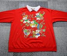 Vintage 90’s Christmas Festive Bears Woman’s Red Jumper Adults- XL