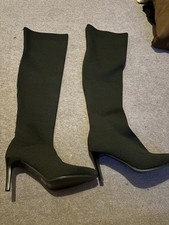 Thigh High Black Skin Tight Stiletto Heels Perfect Condition Never Worn  