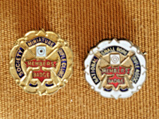 TWO  Vintage Small Bore Rifle Shooting  Enamel Members Badges. V.G. condition.