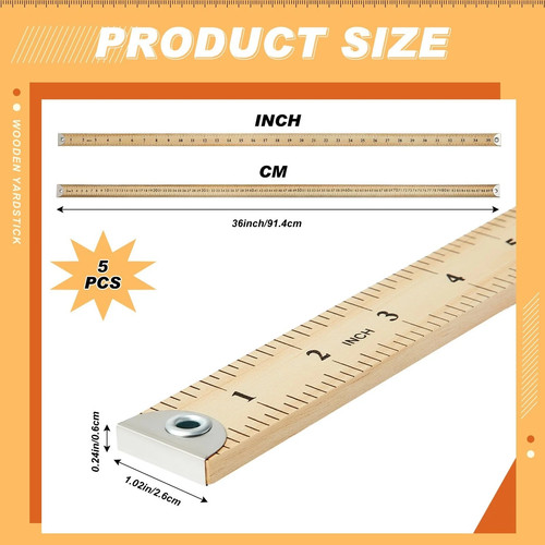 Heavy duty wooden yardstick - 1,