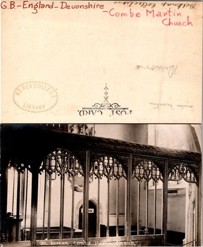 Combe martin church postcard - combe,