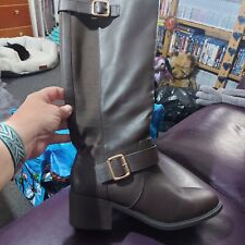 Primark Wide Fit Extra Comfort Brown Faux Leather Knee High (10)