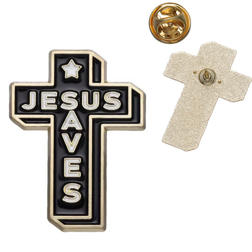 Jesus saves cross pin badge - cross,