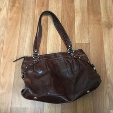 Green by Tony Perotti glossy tan leather grab bag. Italian Made