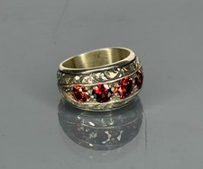 Handmade 925 Sterling Silver Men's Ring: Vintage Ruby Statement Jewelry