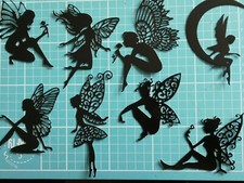 Craft Clearout, Die Cut Shapes, 8 Large Black Fairy/Fairies Silhouettes (Set 2)
