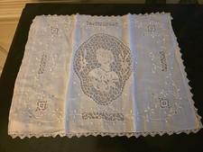 Antique Italian figural needle lace bobbin portrait WOMAN pillowcase pillow case