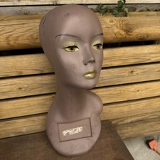 Vintage Female Mannequin Head Hat and Wig Stand Display 18” Tall No Hair.