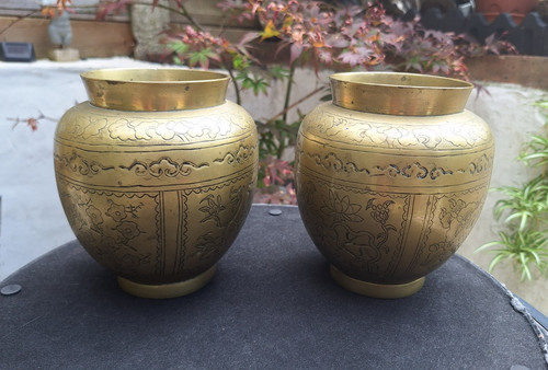 Pair vintage chinese brass - pair,