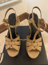 Nude YSL Tribute Platform Sandals