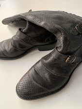 Belstaff Women’s Leather Biker Trialmaster Boots Size 37 Handmade In Italy