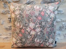  William Morris Golden Lily Minor &  Green Velvet Fabric Cushion Cover Sanderson