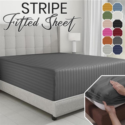 Satin stripe fitted sheet - sheet, 40cm