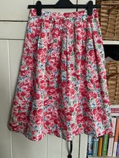 Vintage Cath Kidston Floral Print Back Zipped A-Line Skirt Size 8 Pockets