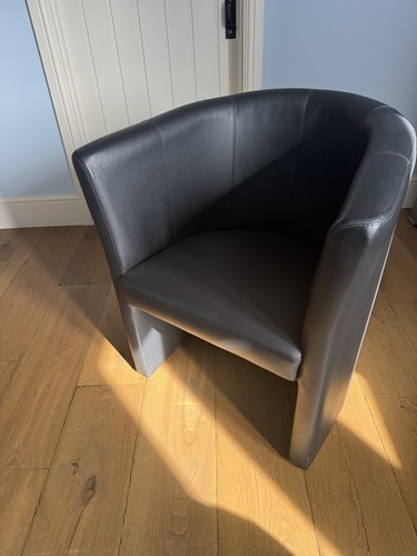Faux brown leather tub - leather,