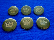 6 X ROYAL NAVY GILT 21MM FLAT STYLE BLAZER BUTTONS, LONDON BADGE & BUTTON CO
