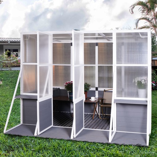 Wooden lean greenhouse - lean-to,