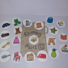 Rhyming Pairs Early Years Wooden Discs Handmade Pre School.resources
