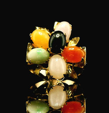 14ct Gold Onyx Jadeite Ring