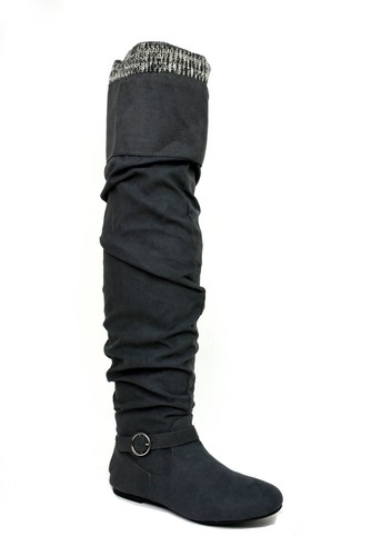 Ladies knee high grey boots - knee,