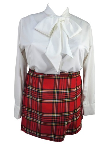 White button front pussybow - white,