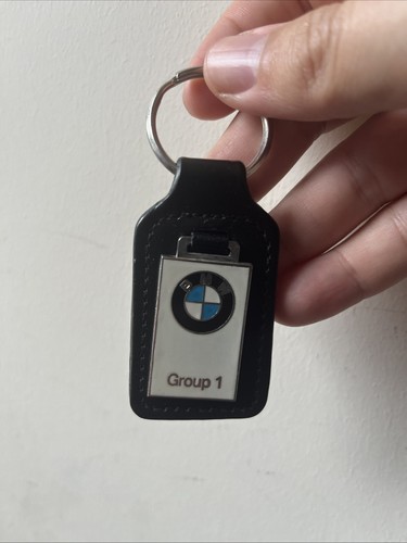 Bmw black leather keyring - leather,