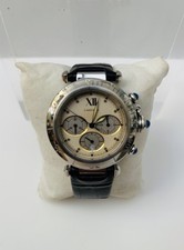 Authentic Cartier Pasha Quartz Chronograph 4030  With Generic Leather Strap