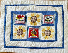 Vtg Handmade PATCHWORK Quilted Cottage Floral Agricultural Ads Pillow Sham 24x32