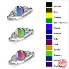 925 Silver Oval Mood Temperature Change Ring For Women Charm Wedding