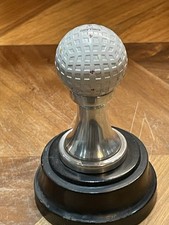 Antique 1920s Dunlop Mesh Pattern Golf Ball Hole In One Trophy Black Base
