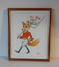 FRAMED BRYN PARRY PRINT 2001 - FOR FOX SAKE ... MARCH!