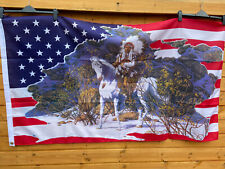 5 x 3 USA Native American on Horseback in Wilderness Flag