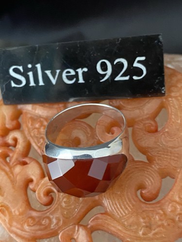 Solid silver and agate - agate, ring