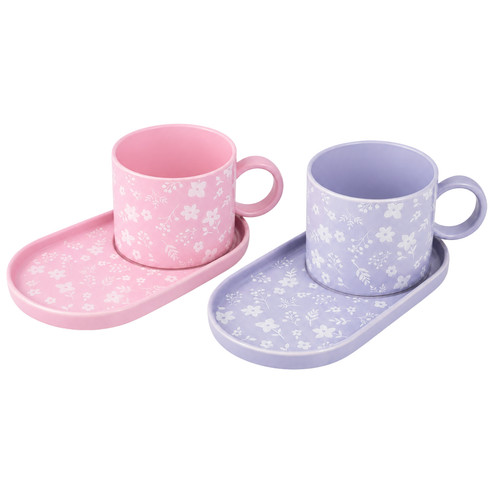 Mug saucer set pink - &,