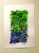 "BLUEBELL WOOD at SULLY VILLAGE 1962."  AN ORIGINAL SIGNED VINTAGE PAINTNG.