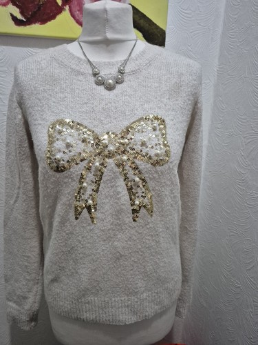 Cream jumper top bow - tu,