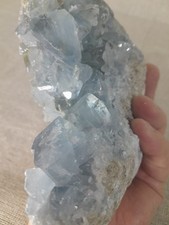 Large blue celestite crystal - blue,