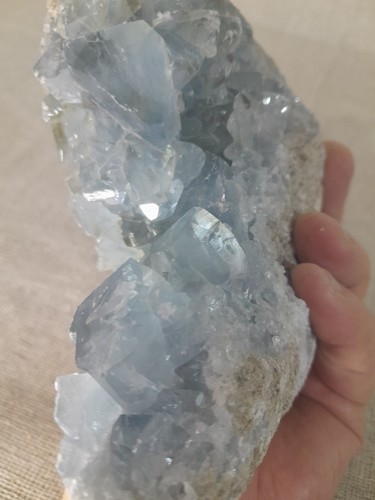 Large blue celestite crystal - blue,