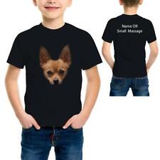 Kids Chihuahua Face T-Shirt - Cute Dog Print Tee for Boys - Personalisable Back