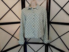 Topshop Polka Dot Denim Shirt in Washed Pale Blue size 10