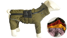 LoveLongLong Warm Dog Coat Double Layer 4 Leg Jacket Water Resistant Reflective