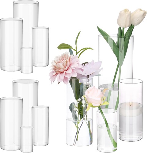 12pcs clear glass - 12pcs, cylinder