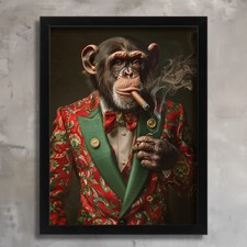 Monkey In A Suit Print Funny